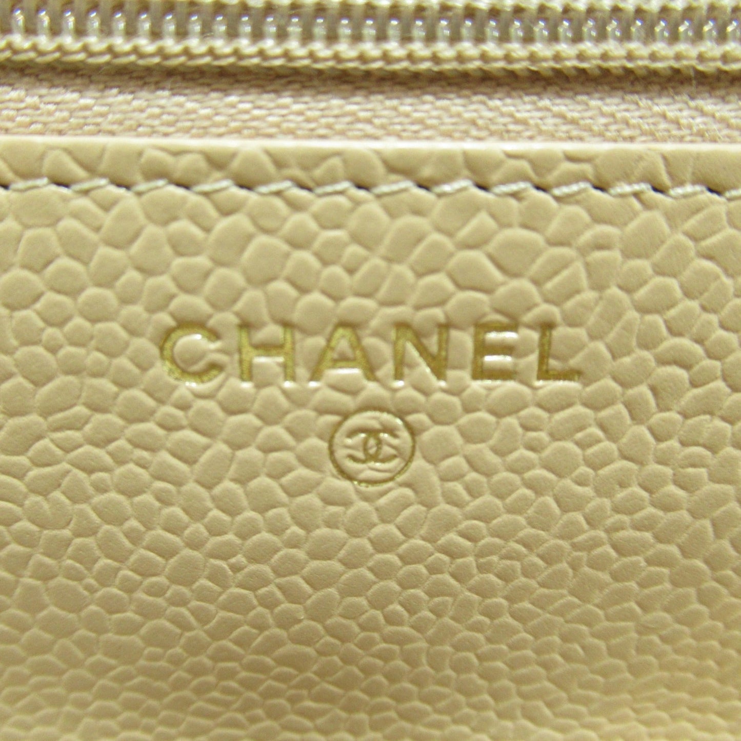 CHANEL Chain wallet Shoulder Bag Beige Caviar Skin [Grained Calf] AP0250