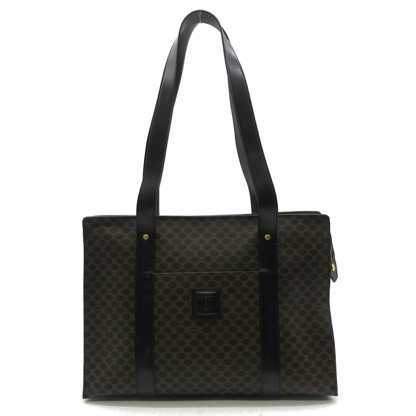 Celine Tote Bag Black Brown PVC coated canvas