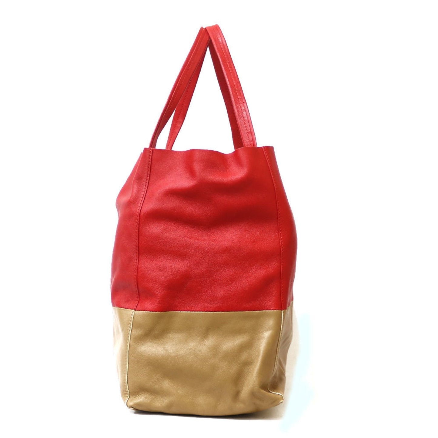 Celine Shoulder Bag Hippo Horizontal Tote 2way Red x Beige Ladies