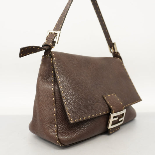 FENDI  Selleria Mamma Bucket Women's Leather Handbag Brown