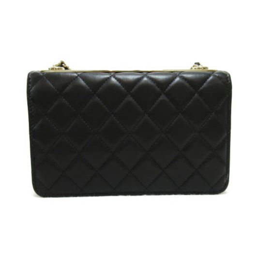 CHANEL Matelasse Chain Wallet Shoulder Bag Black Lambskin [sheep leather]