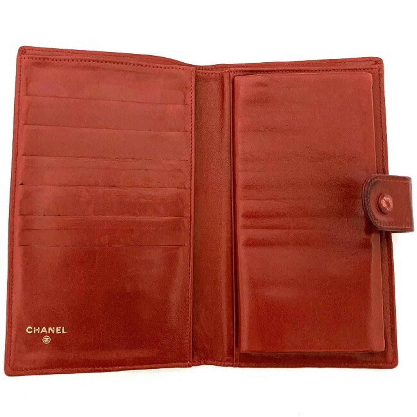 Chanel Gamaguchi Long Wallet Coco Mark A01429 Folded Lambskin 3rd CHANEL Red Ladies Men's Coin Purse coco