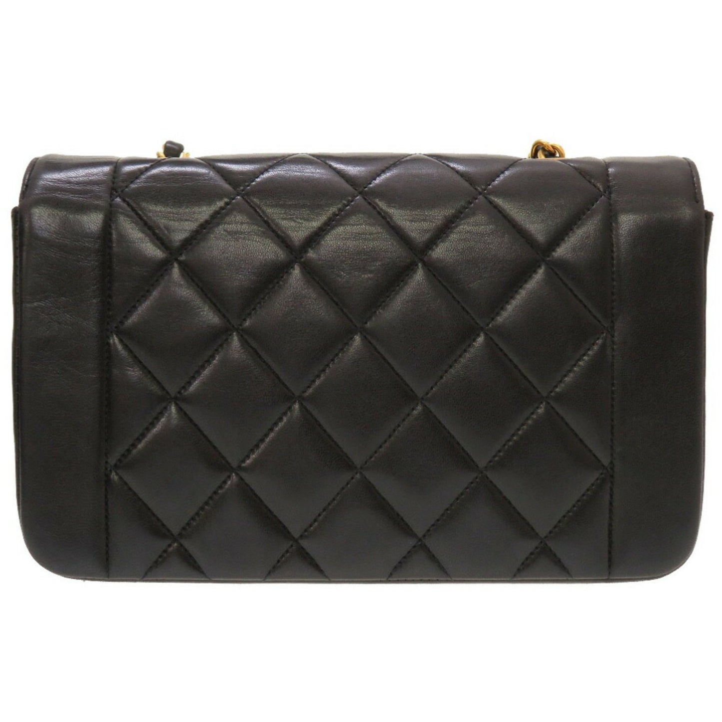 CHANEL Diana 22 Small Matelasse Lambskin Black Gold Chain Shoulder Bag No. 3 Coco Mark Turnlock