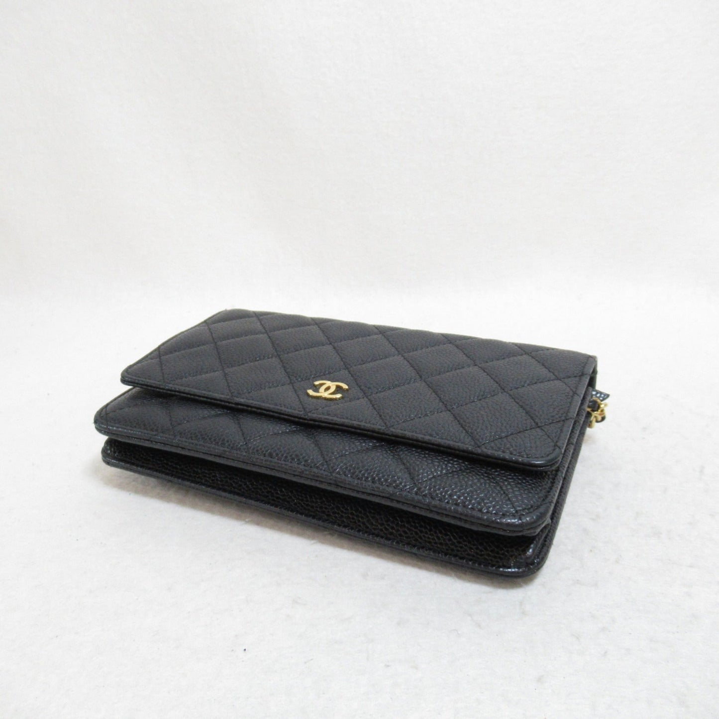 CHANEL Chain wallet Black Caviar Skin [Grained Calf]