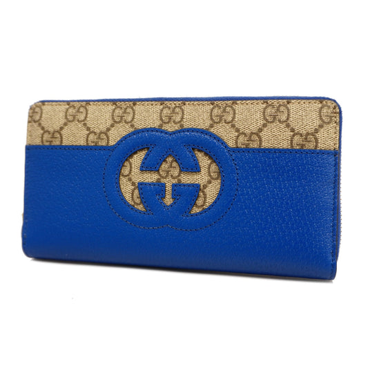 Gucci Bifold Long Wallet Interlocking G 701423 Women's GG Supreme,Leather Long Wallet (bi-fold) Blue