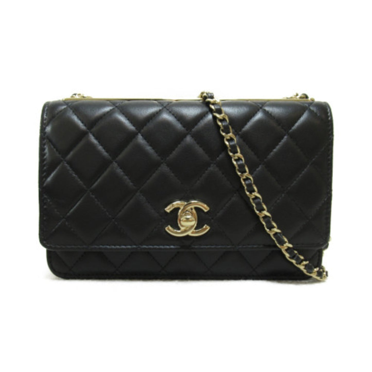 CHANEL Matelasse Chain Wallet Shoulder Bag Black Lambskin [sheep leather]