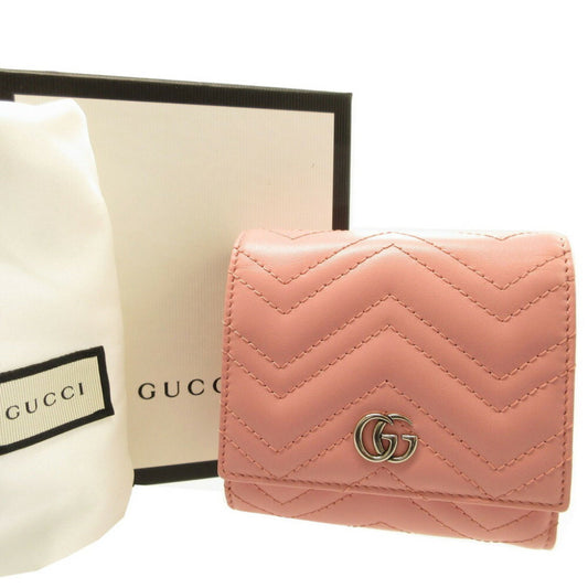 GUCCI GG Marmont 598629 Leather Pink Bifold Wallet