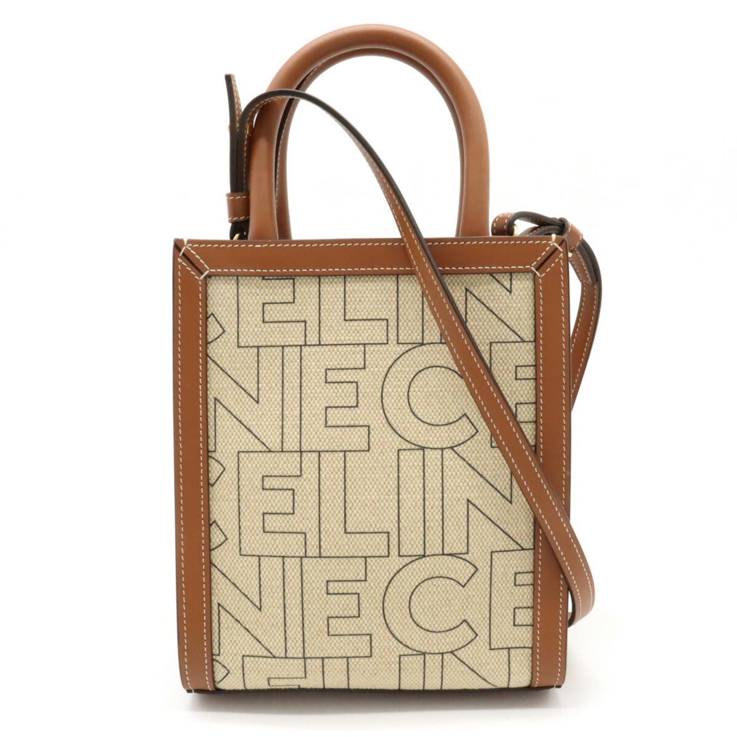 Celine Vertical Hippo Handbag Shoulder Bag Cotton Canvas Leather Natural Tan 193302EUK.02NT