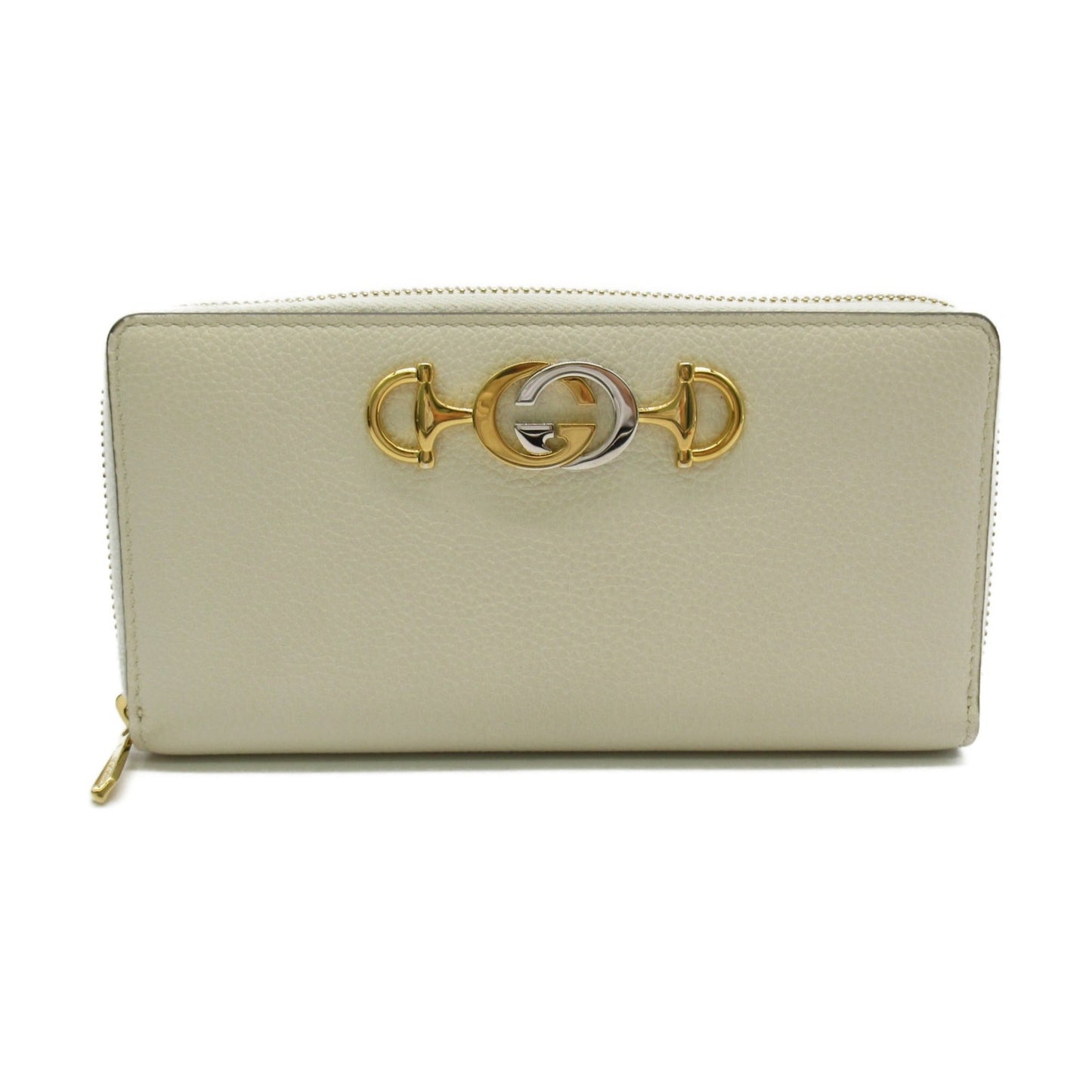 GUCCI Round long wallet Ivory leather 570661