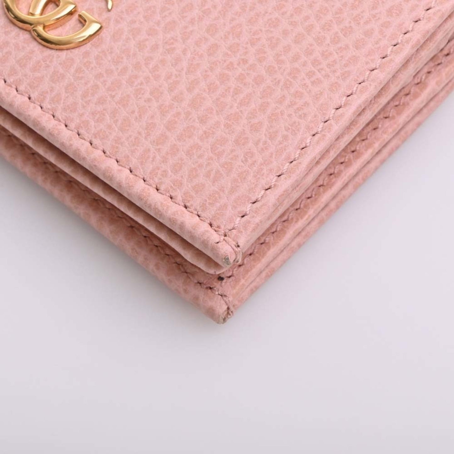 GUCCI GG Marmont Leather Bifold Wallet 456126 Pink Women's