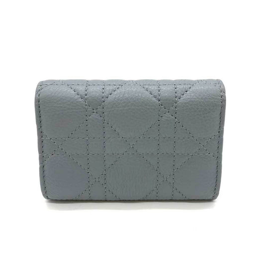 CHRISTIAN DIOR Wallet Caro Cannage XS Coin Case Purse Cloud Blue Bifold CD Ladies Calfskin Leather S5132UWHC ChristianDior