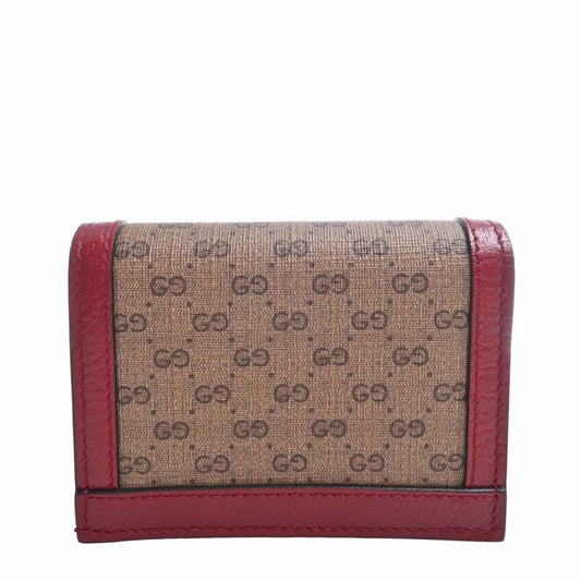 GUCCI GG Supreme Bifold Wallet Doraemon Collaboration 647788 Brown Red Ladies