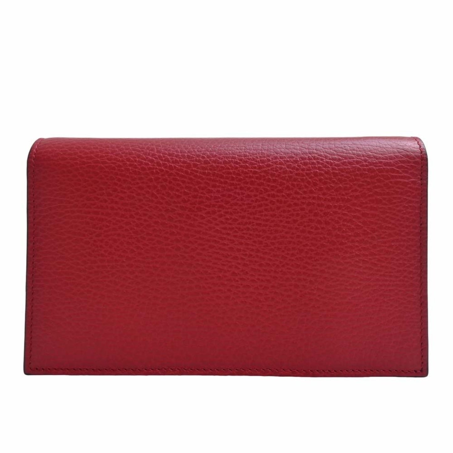 GUCCI Interlocking G Leather Chain Shoulder Long Wallet 510314 Red Women's