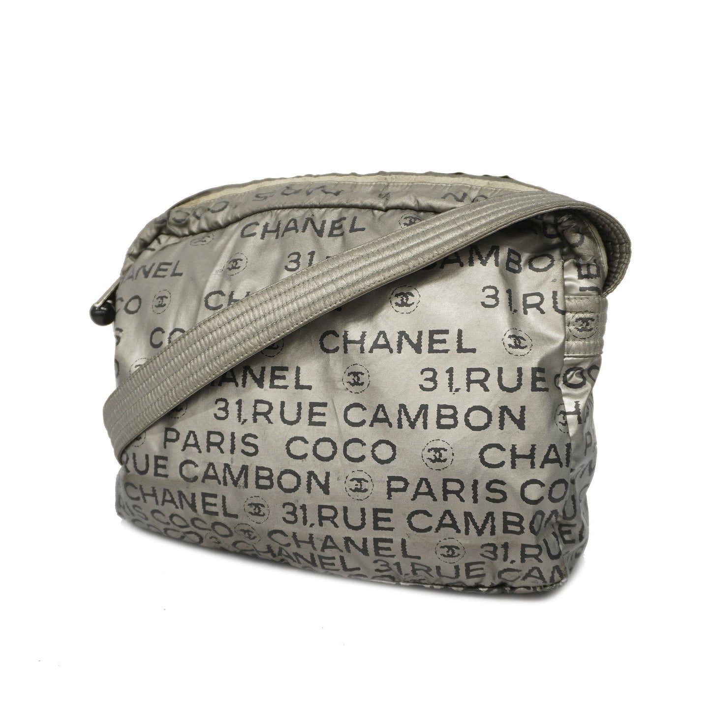 Chanel shoulder bag unlimited nylon silver silver metal