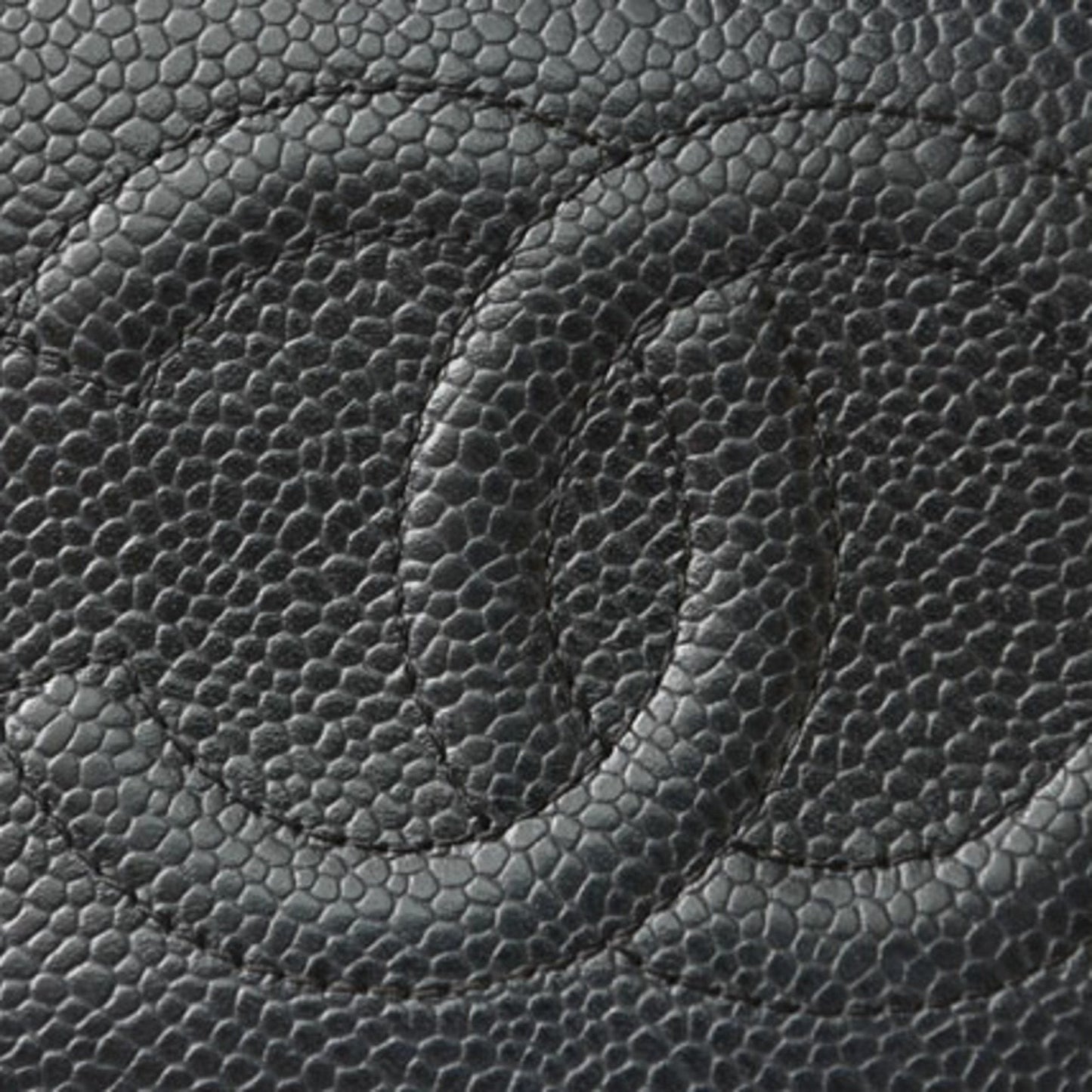 CHANEL long wallet round here mark caviar skin black