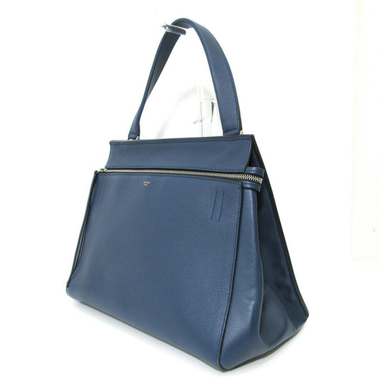 Celine Bag Edge Medium Handbag Blue Tote One Handle Ladies Calf Leather