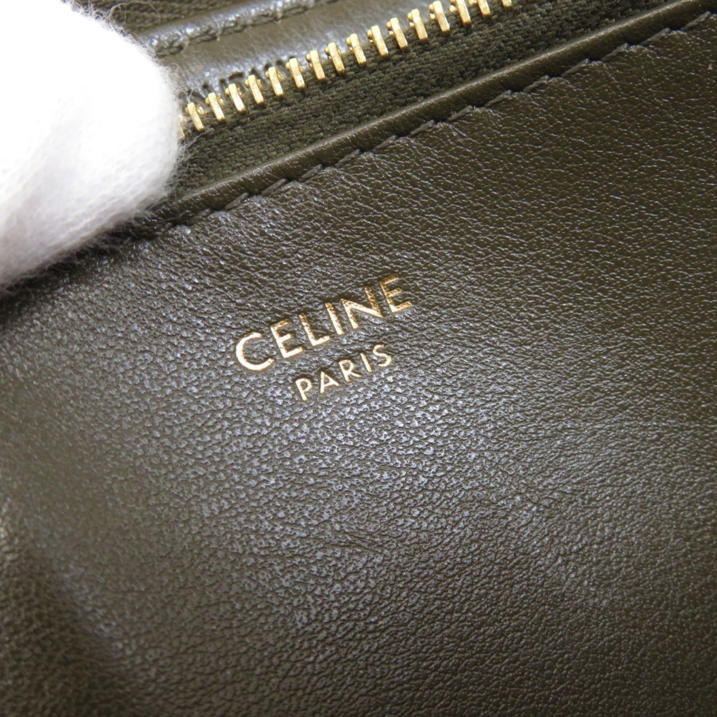 Celine Quilted Round Long Wallet Calf Women's