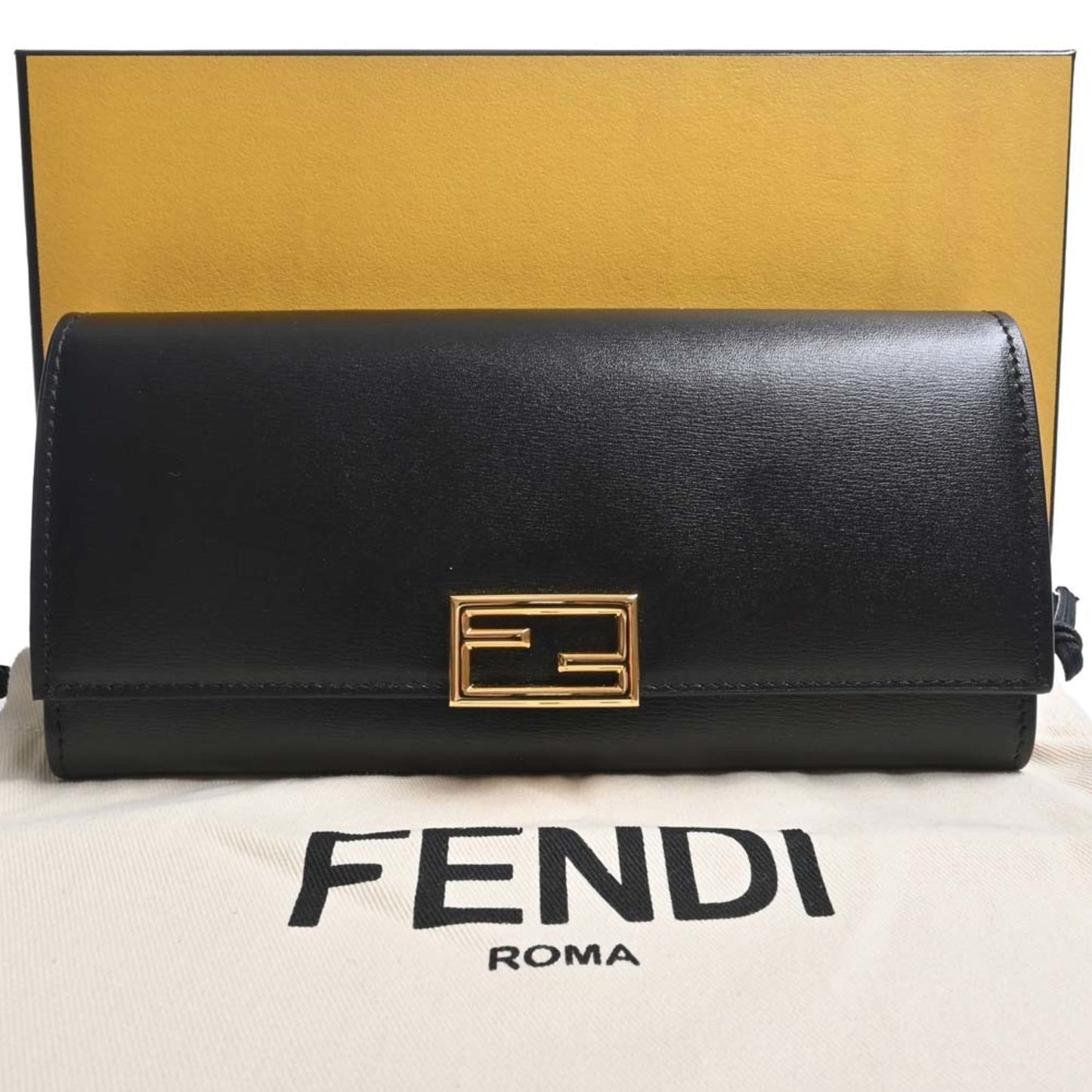 FENDI leather bi-fold long wallet 8M0251 black ladies