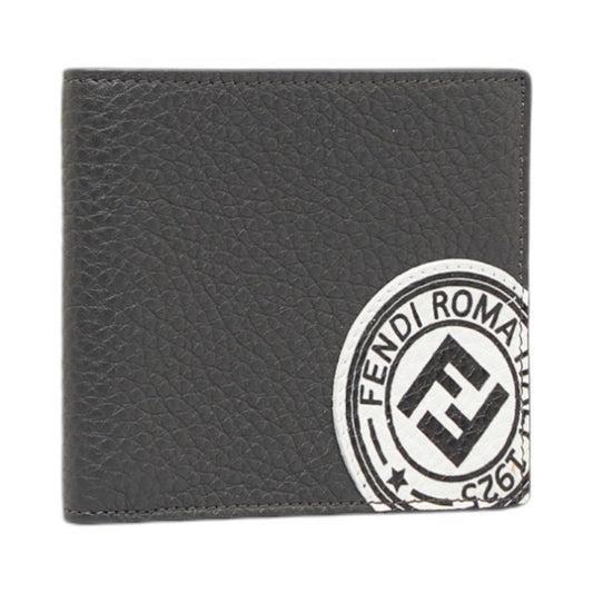 FENDI FF Stamp Bifold Wallet 7M0169 Gray Leather Men's