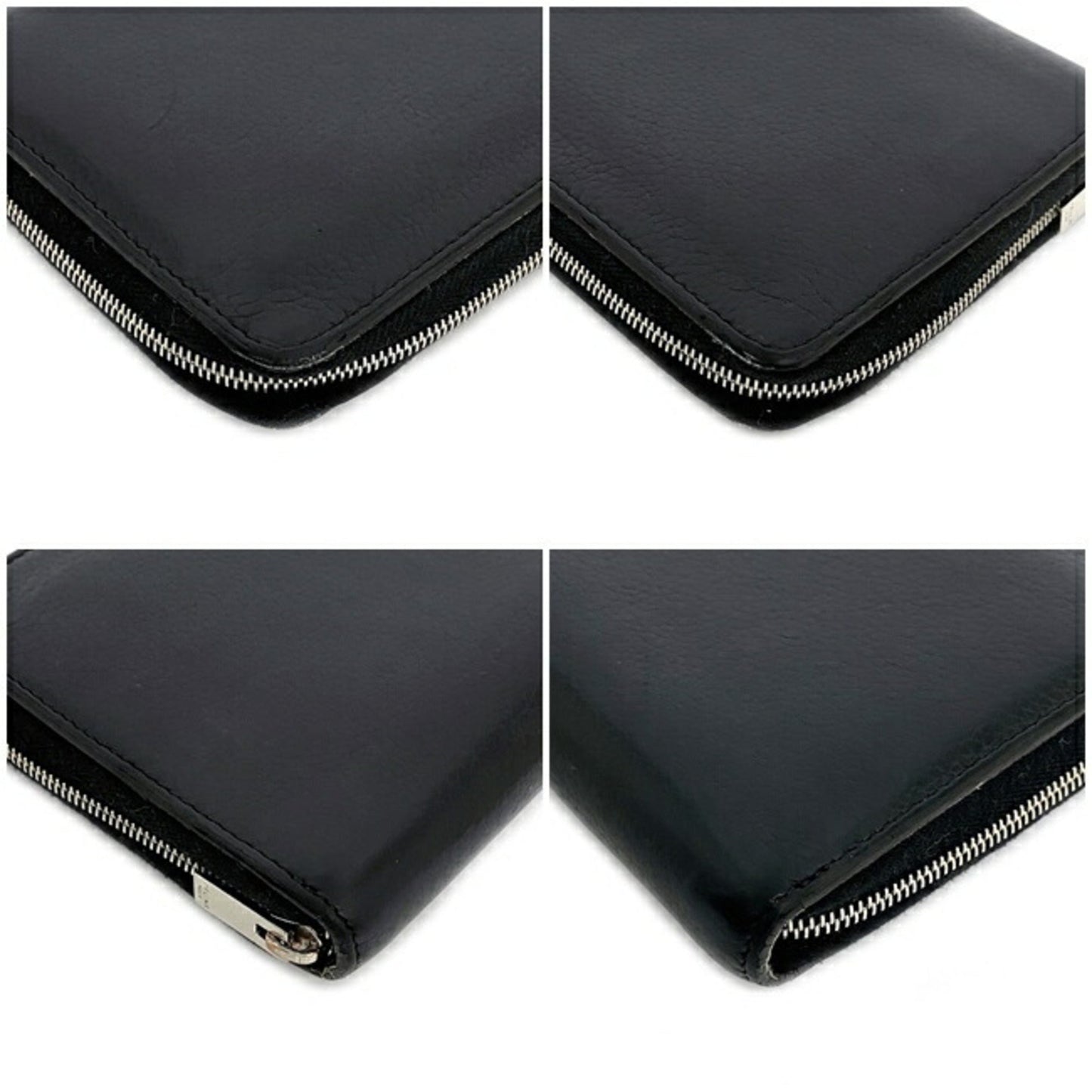 Celine Round Wallet Black Silver Yellow W TN 0174 Leather Celine Ladies Card