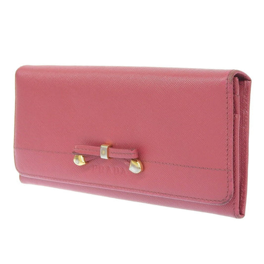 PRADA Long Wallet Ribbon 1M1132 Saffiano Peonia Pink Women's