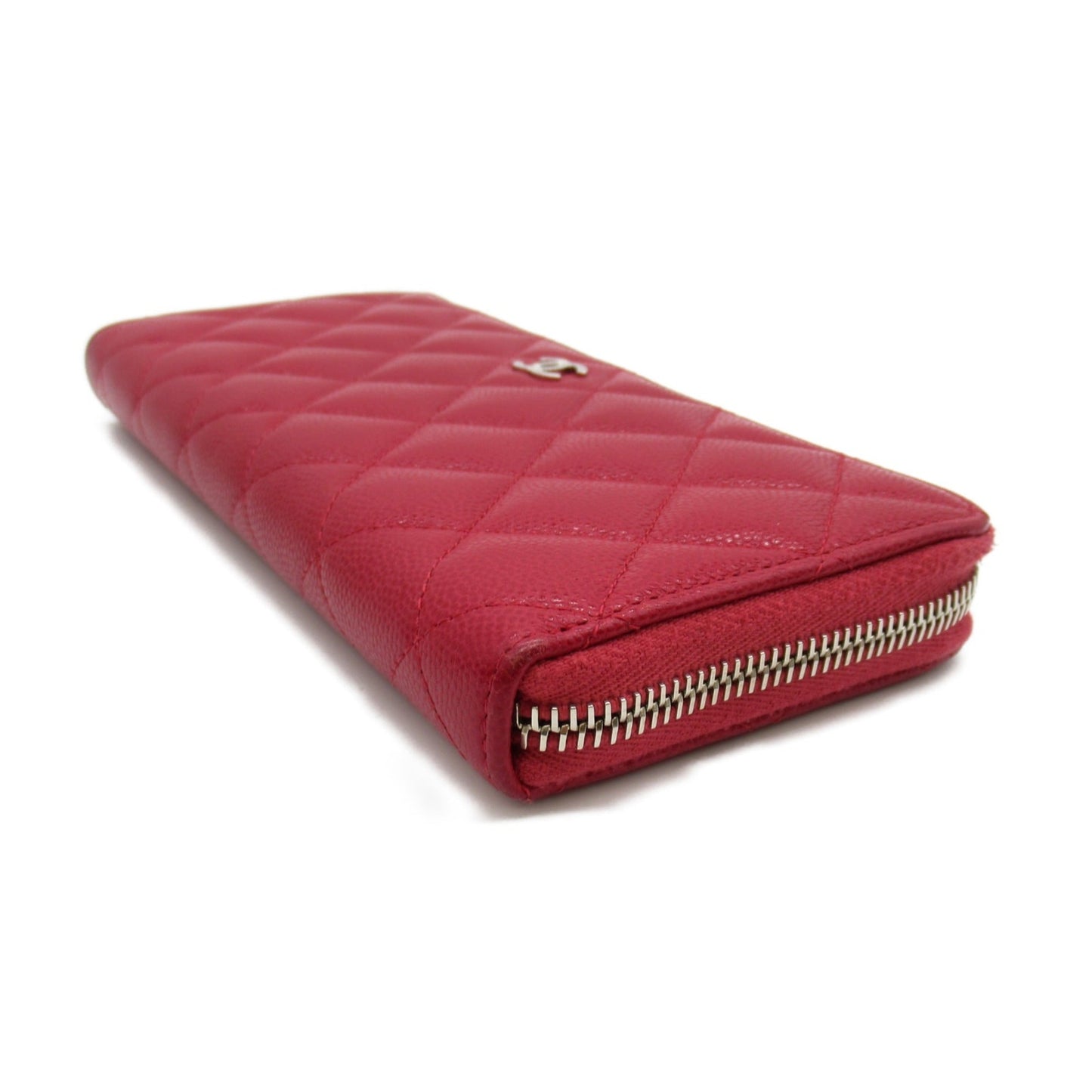 CHANEL L-shaped zipper long wallet Red Calfskin [cowhide] A68778