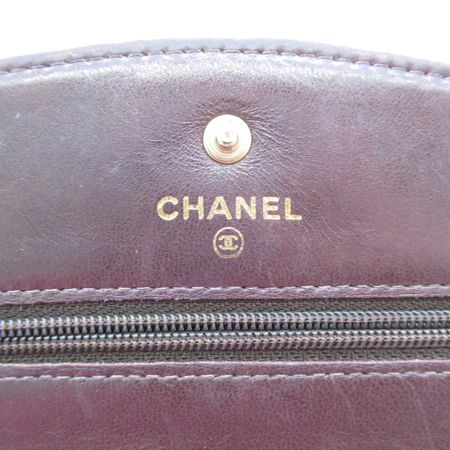 CHANEL Chain wallet Shoulder Bag Brown Caviar Skin [Grained Calf]