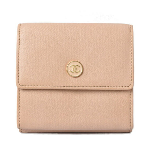 Chanel Folded Wallet Double Hook A20902 Coco Mark Beige