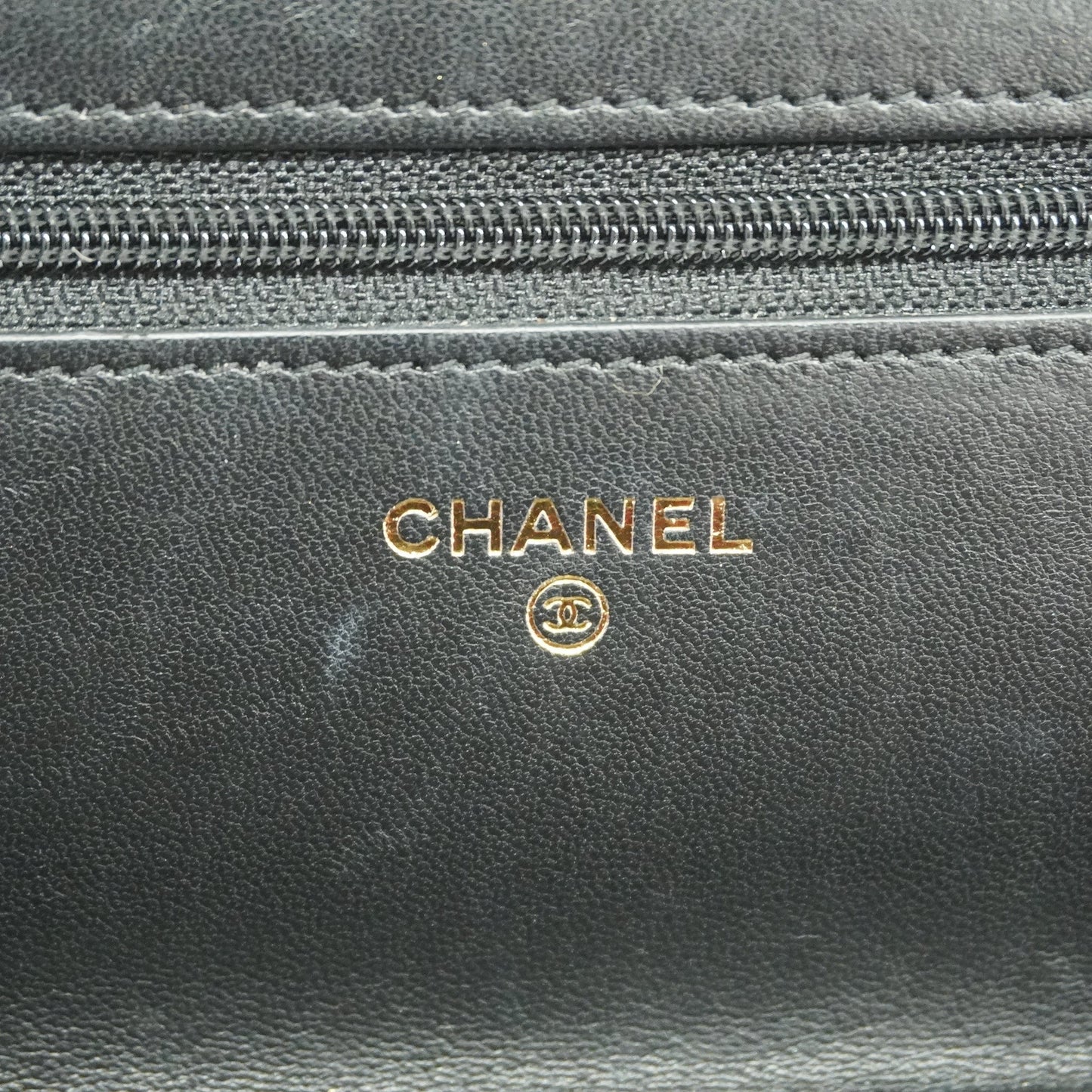 CHANELAuth  Matelasse Chain Shoulder Gold Hardware Lambskin Wallet Black