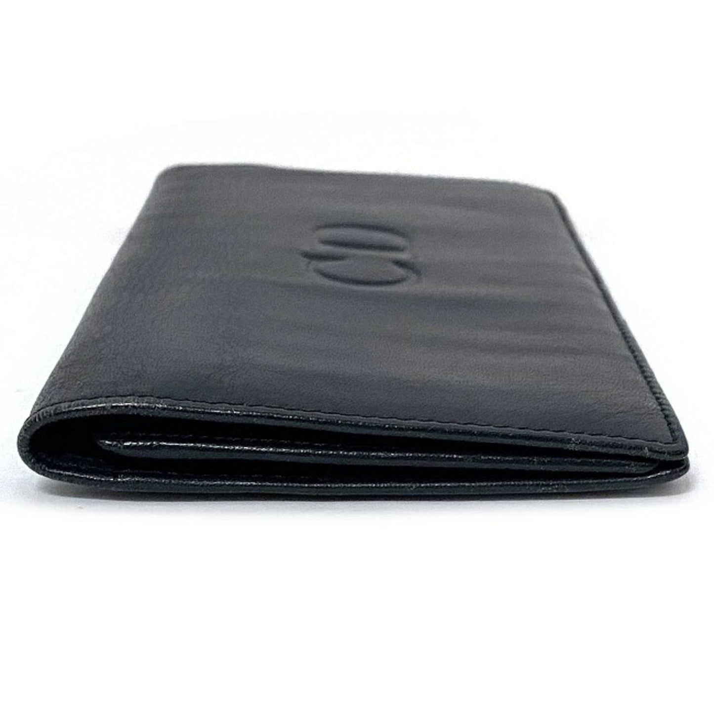 Christian Dior Folio Long Wallet Navy Leather Women's Dark Blue