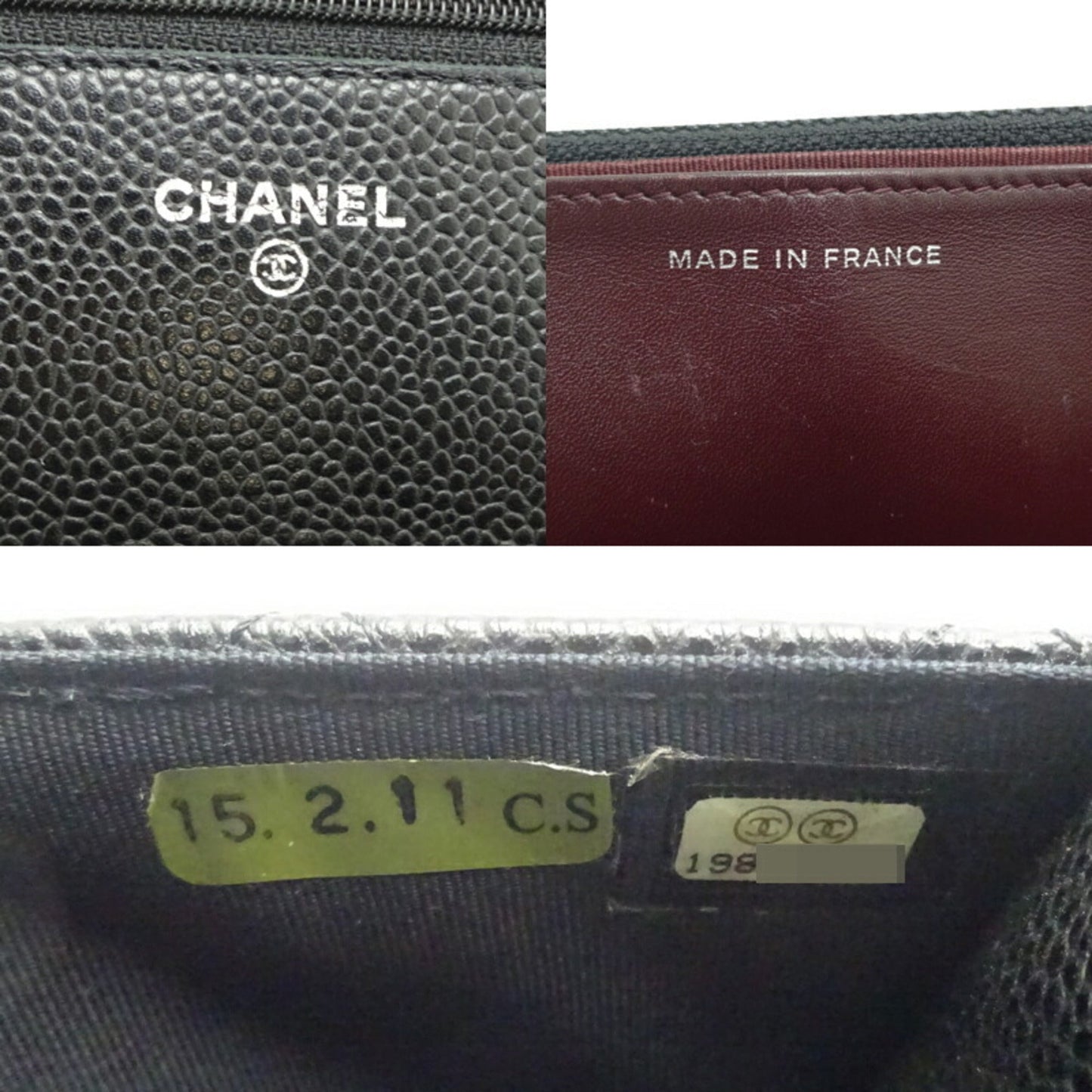 Chanel matelasse chain ladies long wallet A33814 caviar skin black x