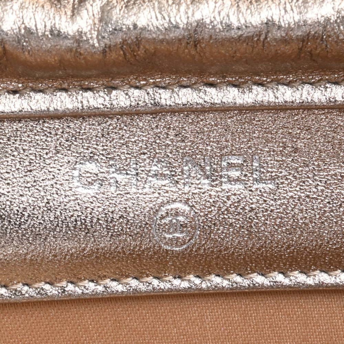 CHANEL Nylon New Line Chain Shoulder Long Wallet Gold Women's