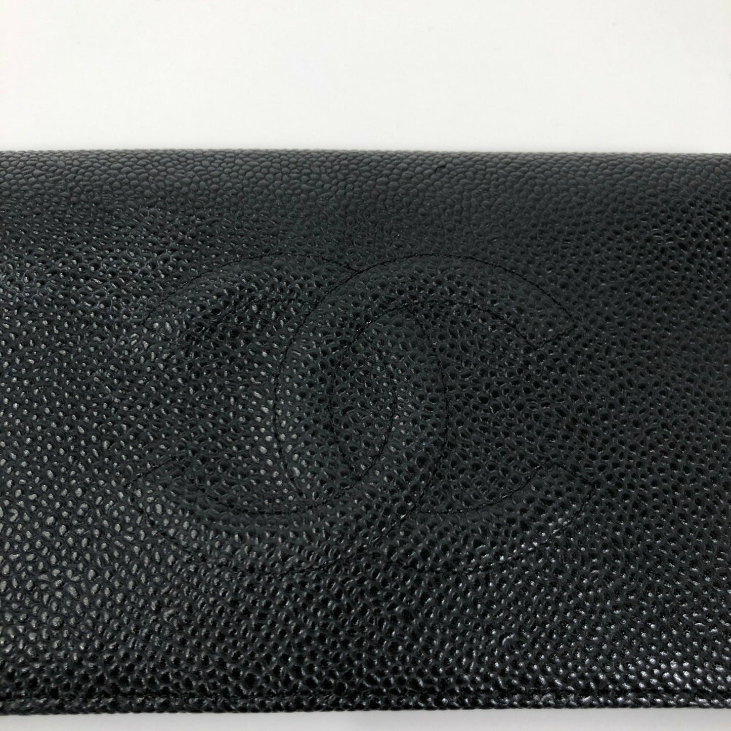 Chanel Long Wallet Coco Mark Caviar Skin Black Ladies CHANEL