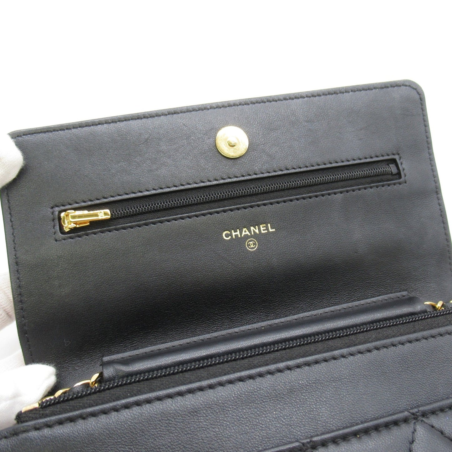 CHANEL Chain wallet Black Lambskin [sheep leather]