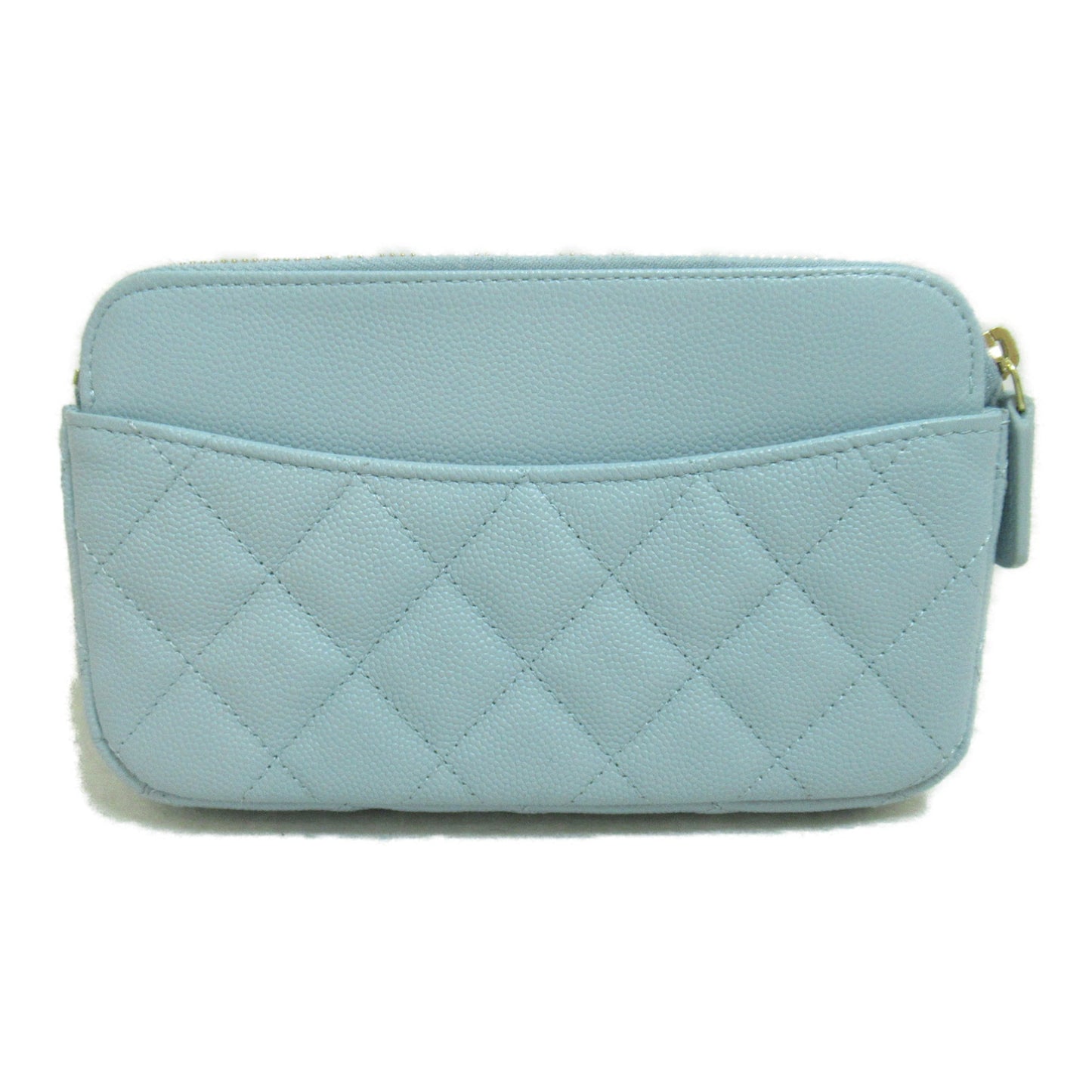 CHANEL Phone Wallet Shoulder Bag Blue Light blue Caviar Skin [Grained Calf] AP2096