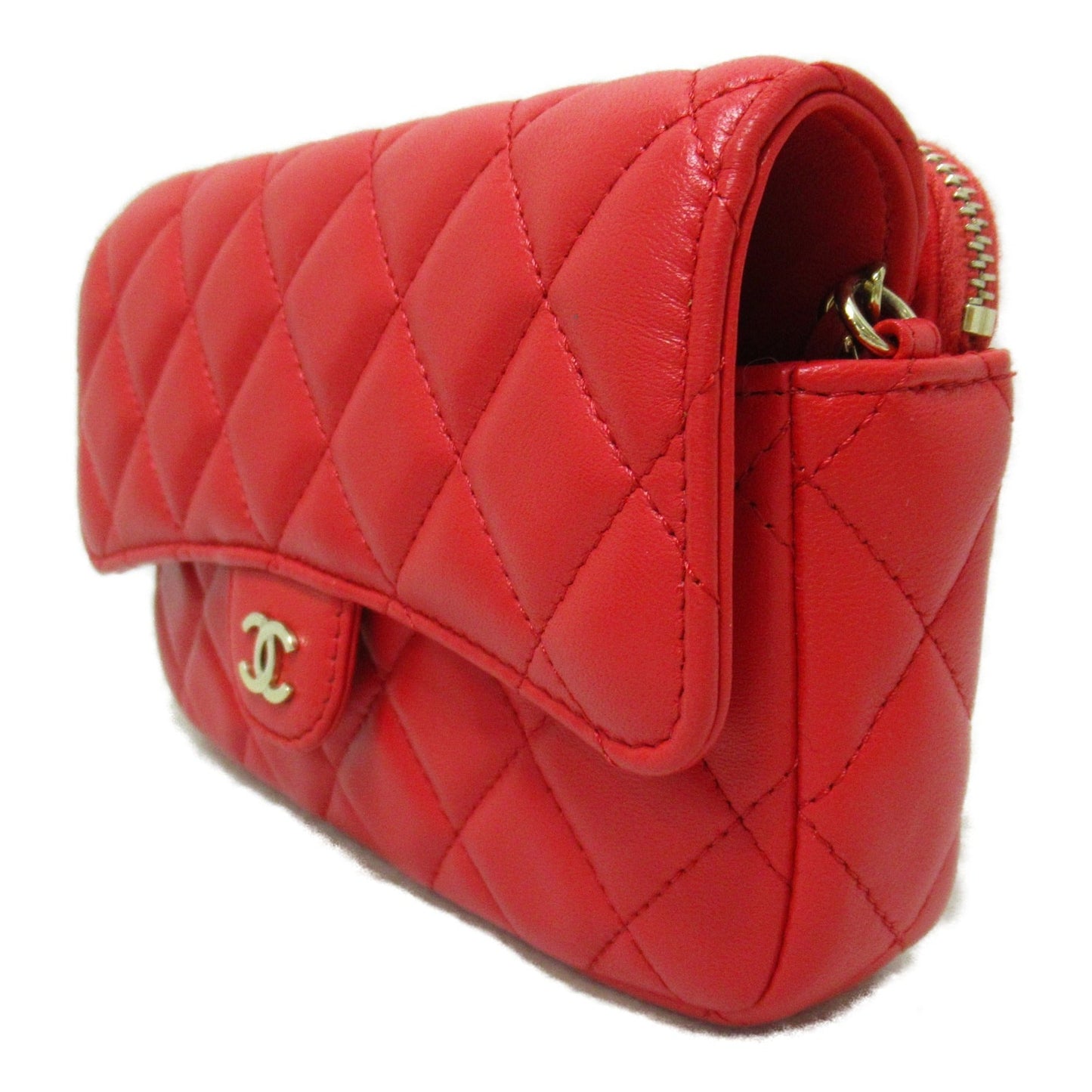 CHANEL Chain wallet bag Red Lambskin [sheep leather] AP2096