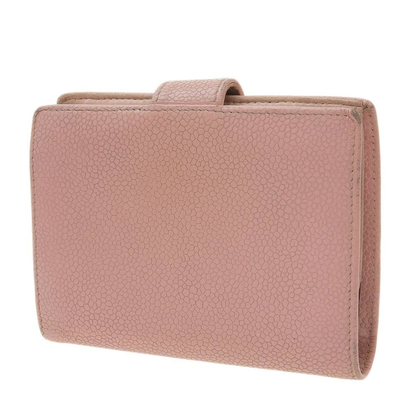 Chanel fold wallet with gama mouth caviar skin pink A13497 seal 8 series coco mark logo