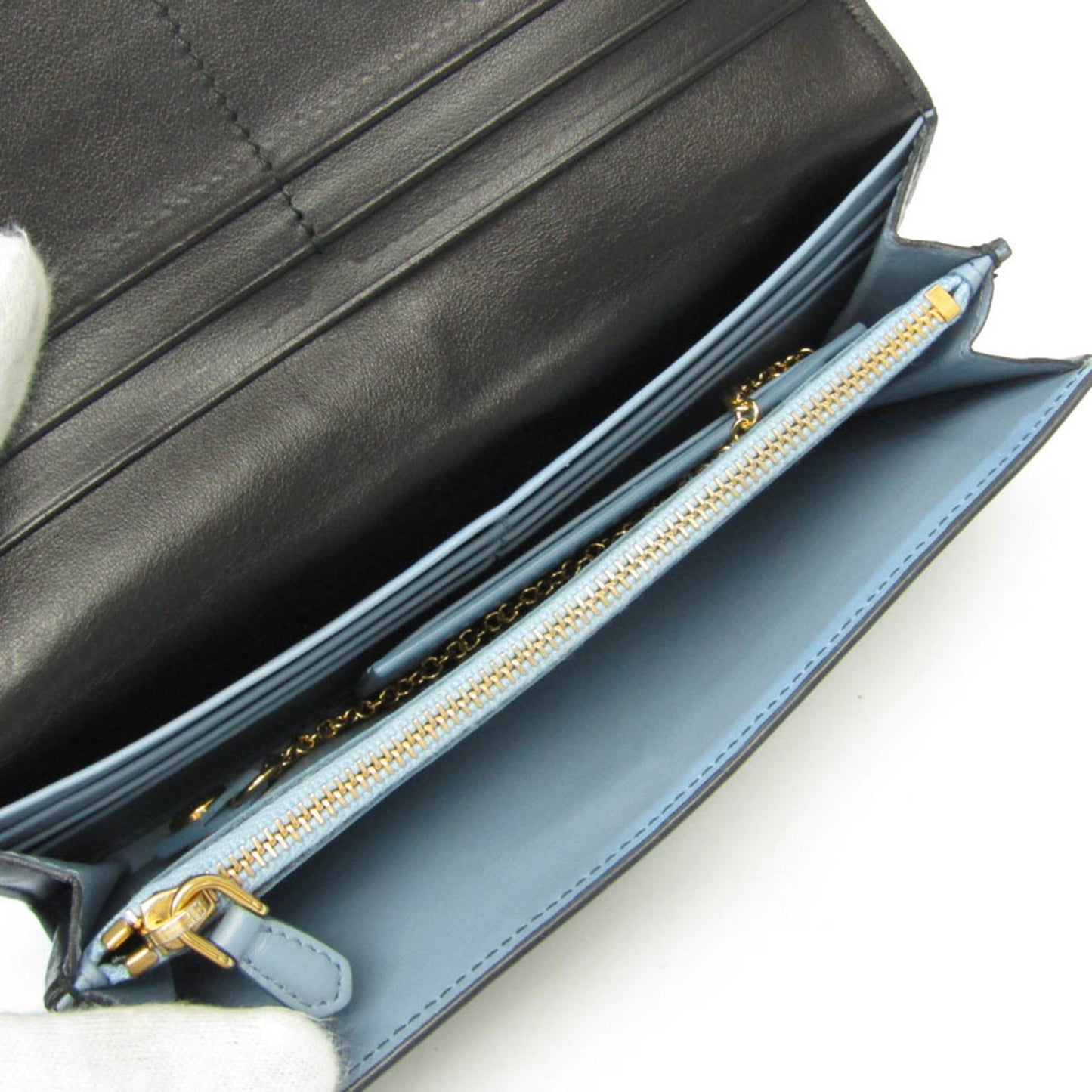 PRADA Men,Women Leather Long Wallet [bi-fold] Black,Blue