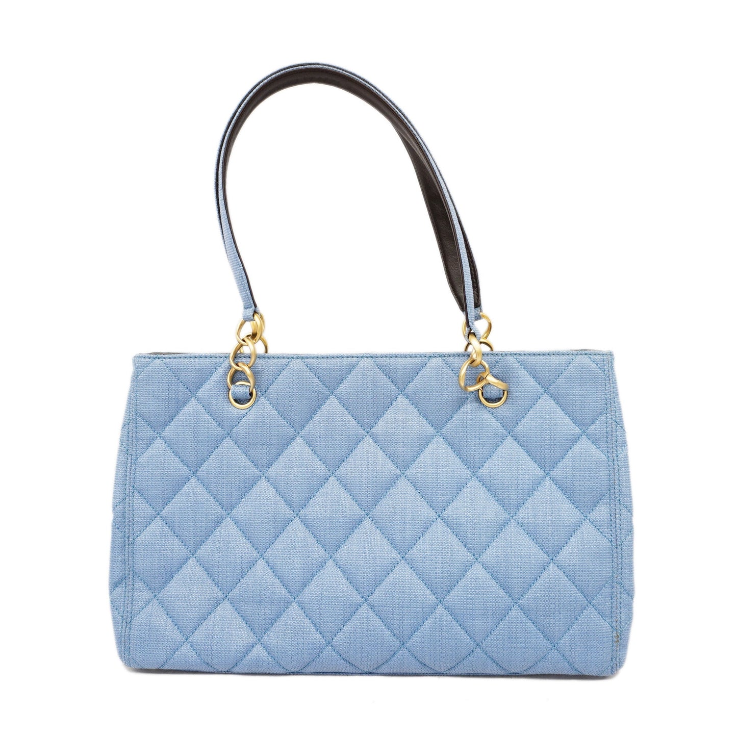 CHANEL  Matelasse Natural Women's Straw Tote Bag Blue