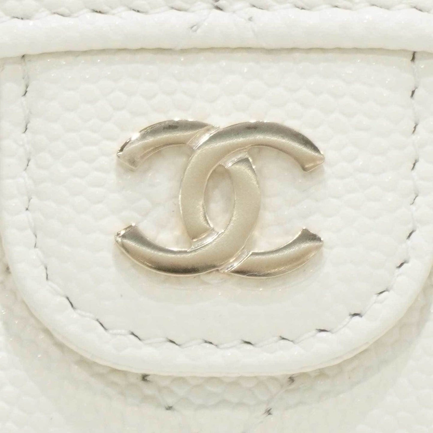 CHANEL Matelasse Classic Small Flap AP0230 Fold Wallet White Caviar Skin Men Women