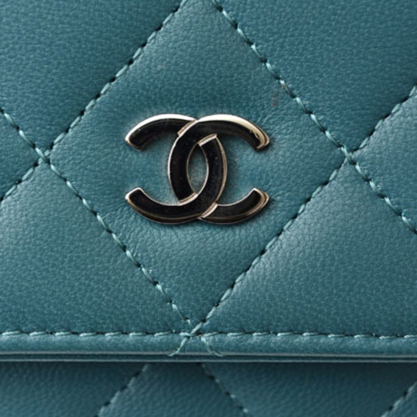 Chanel chain shoulder bag long wallet clutch CHANEL lambskin turquoise