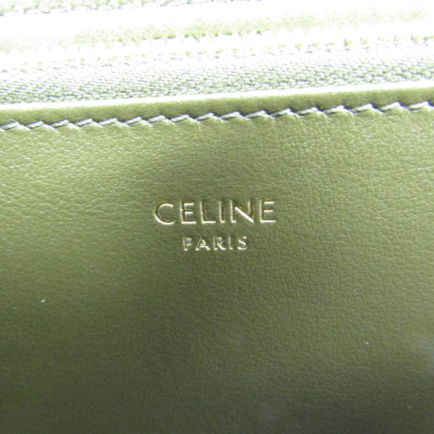 Celine Round Fastener Quilting With C Charm 10B553BFL Women's Leather Long Wallet [bi-fold] Khaki