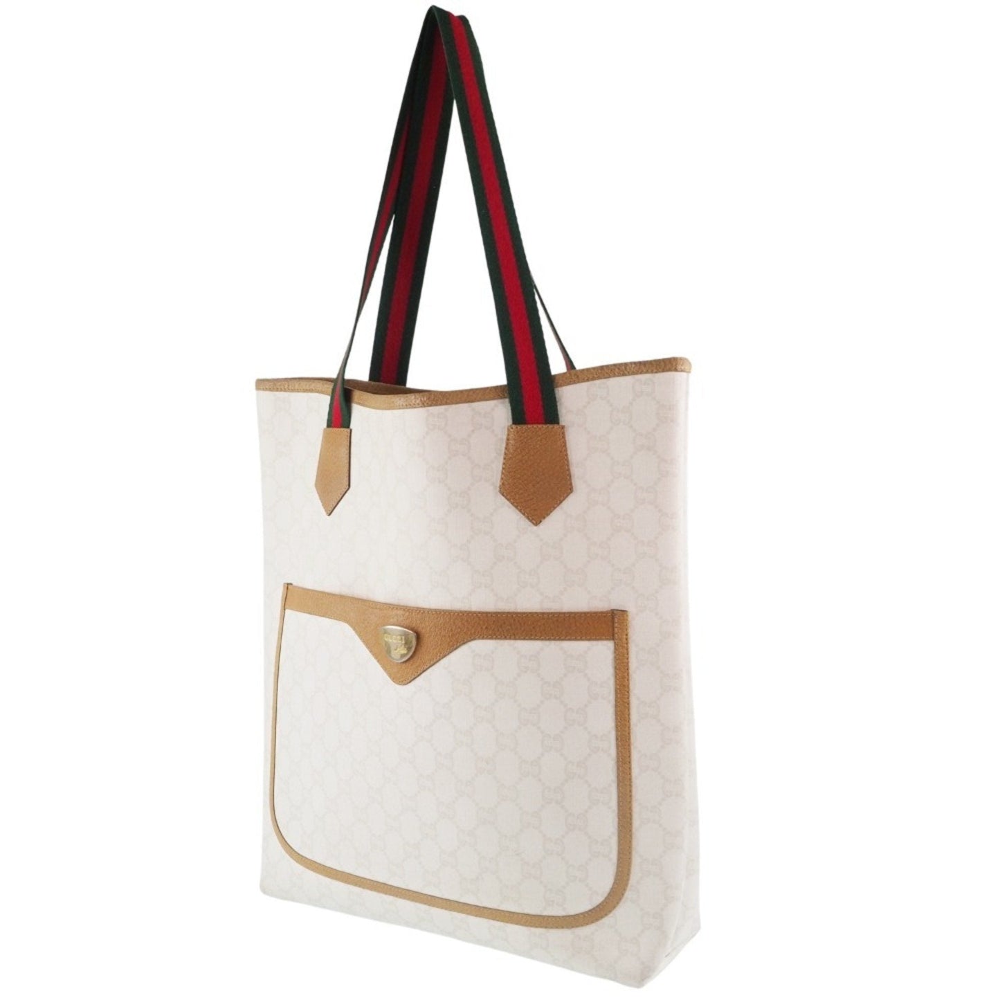 Gucci Old Sherry Line GG Plus White Ladies Tote Bag