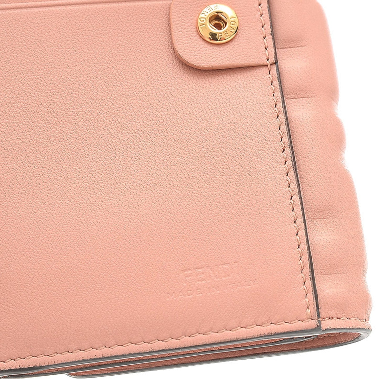 FENDI FF Embossed Medium Wallet W Hook Nappa Leather Pink 8M0419