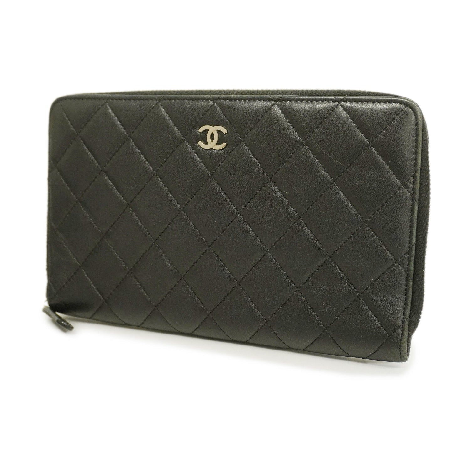 CHANEL  Matelasse Silver Metal Fittings Women's Lambskin Long Wallet