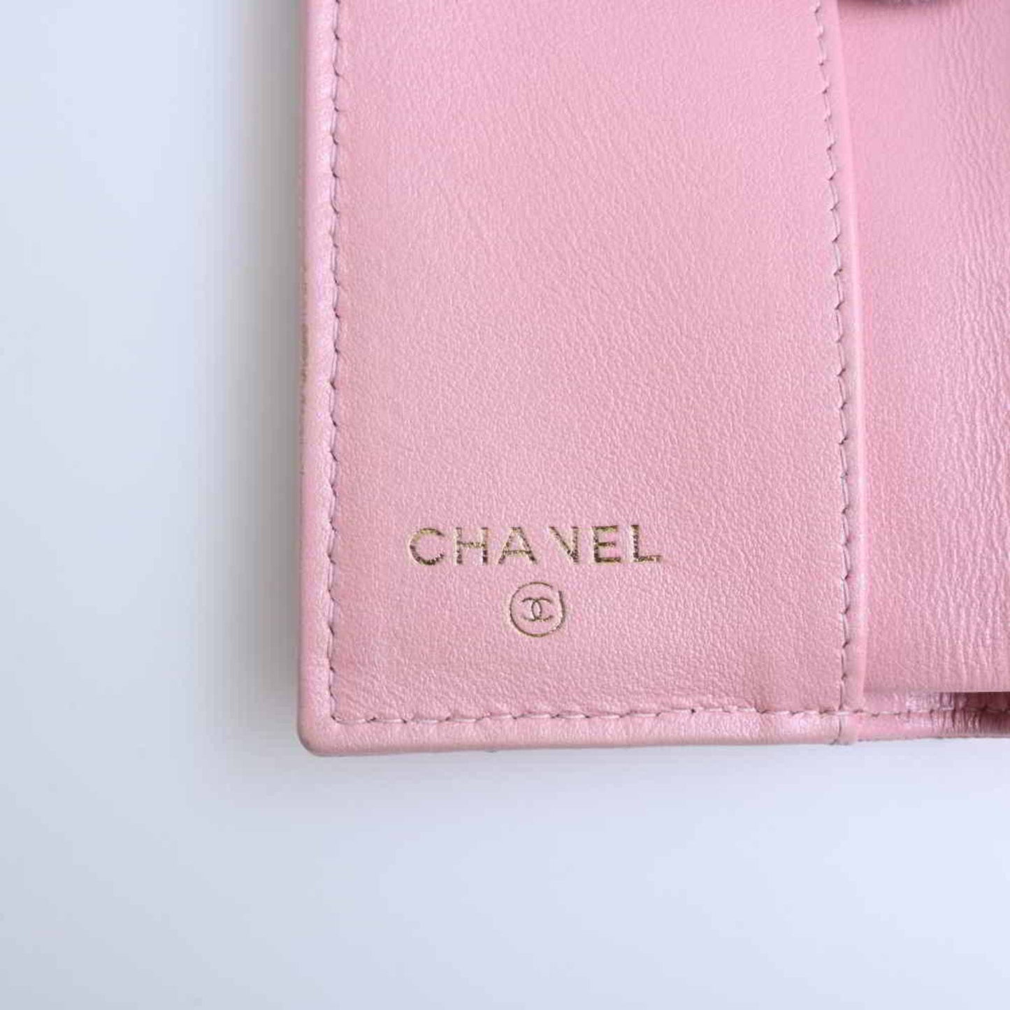 Chanel Caviar Skin Timeless Classic Matelasse Coco Mark Trifold Compact Wallet Pink