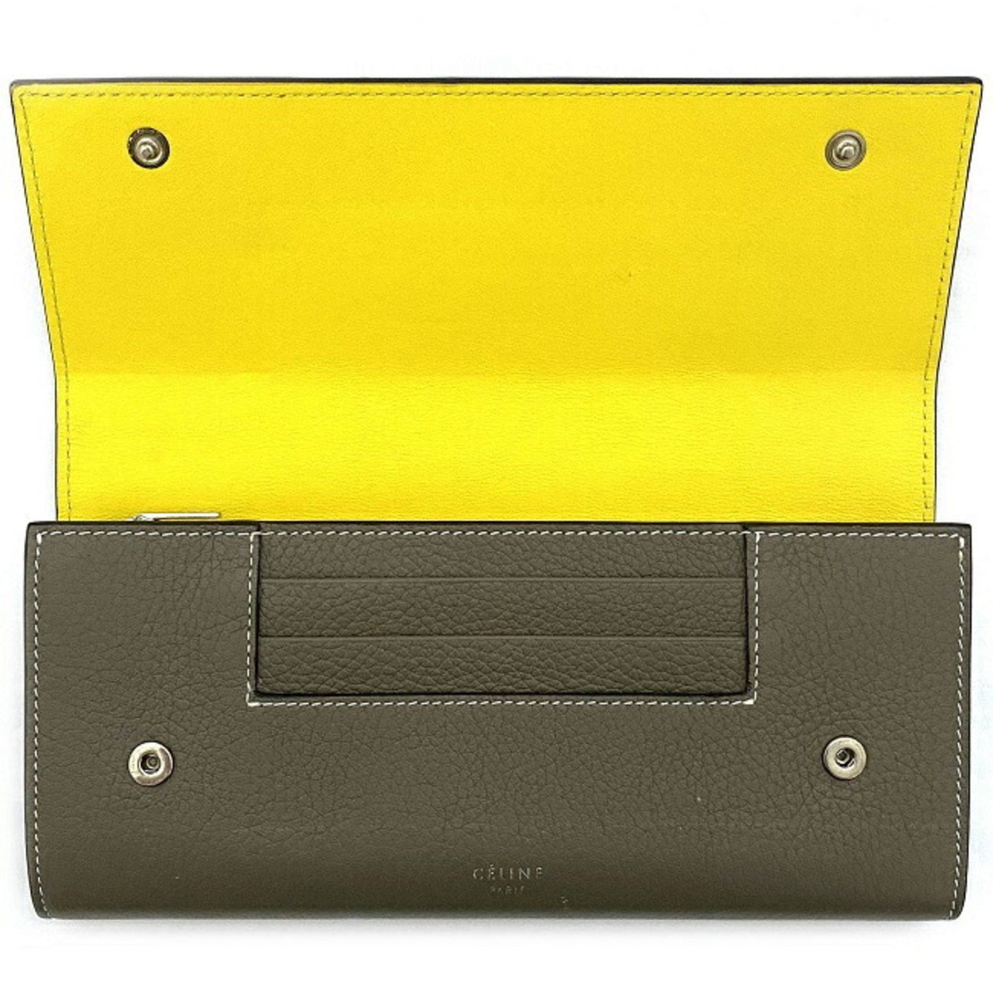 Celine bi-fold long wallet large flap multifunction beige yellow Thule 101673AFE 09SO leather Celine ladies bicolor