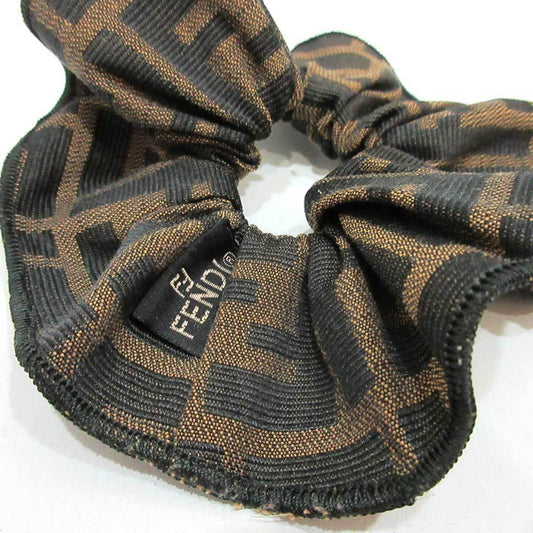 FENDI accessory Zucca scrunchie brown tea hair rubber ladies canvas