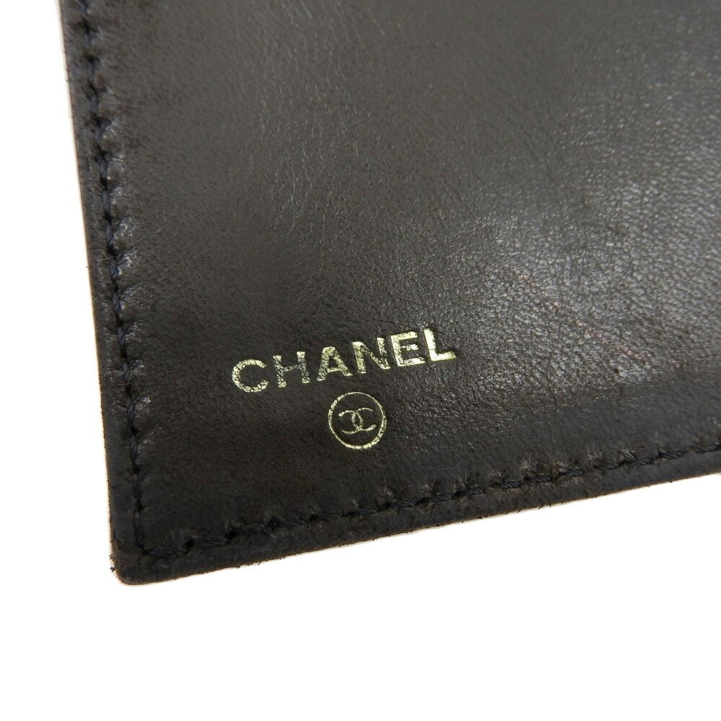 CHANEL here mark tri-fold wallet caviar skin black 5 series