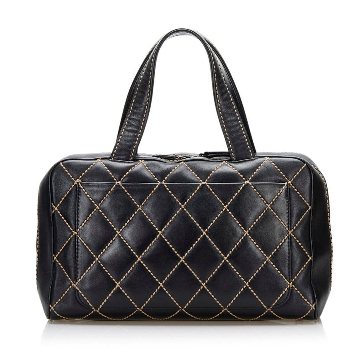 Chanel wild stitch handbag black leather ladies CHANEL